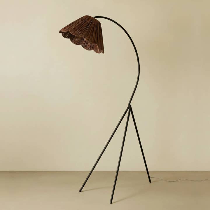 The Swedish Scalloped Raffia Floor Lamp for wholesale by Morel