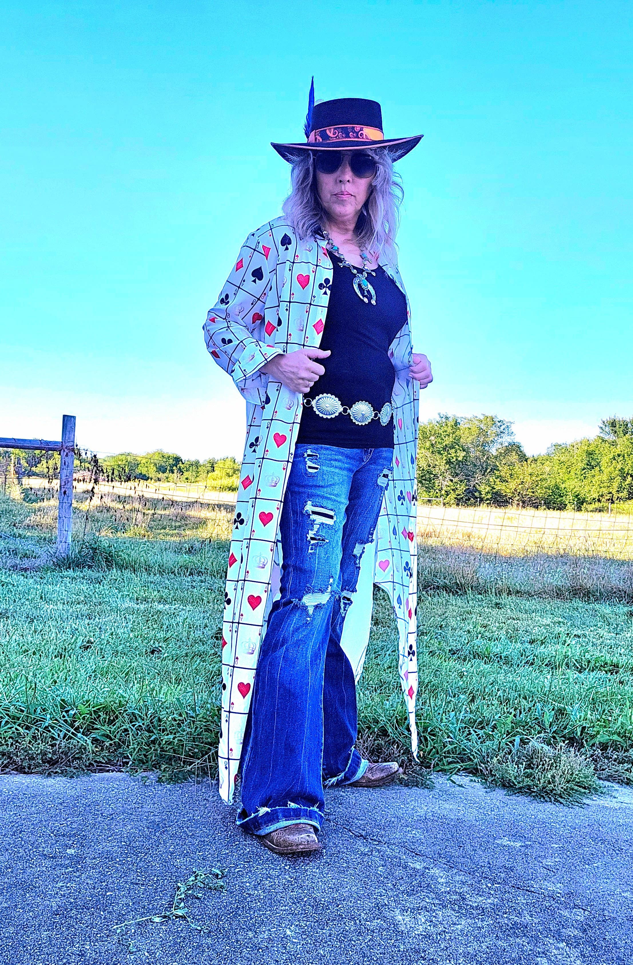 White Viva Las Vegas Rodeo Women's Western Duster Dress for wholesale on Faire7