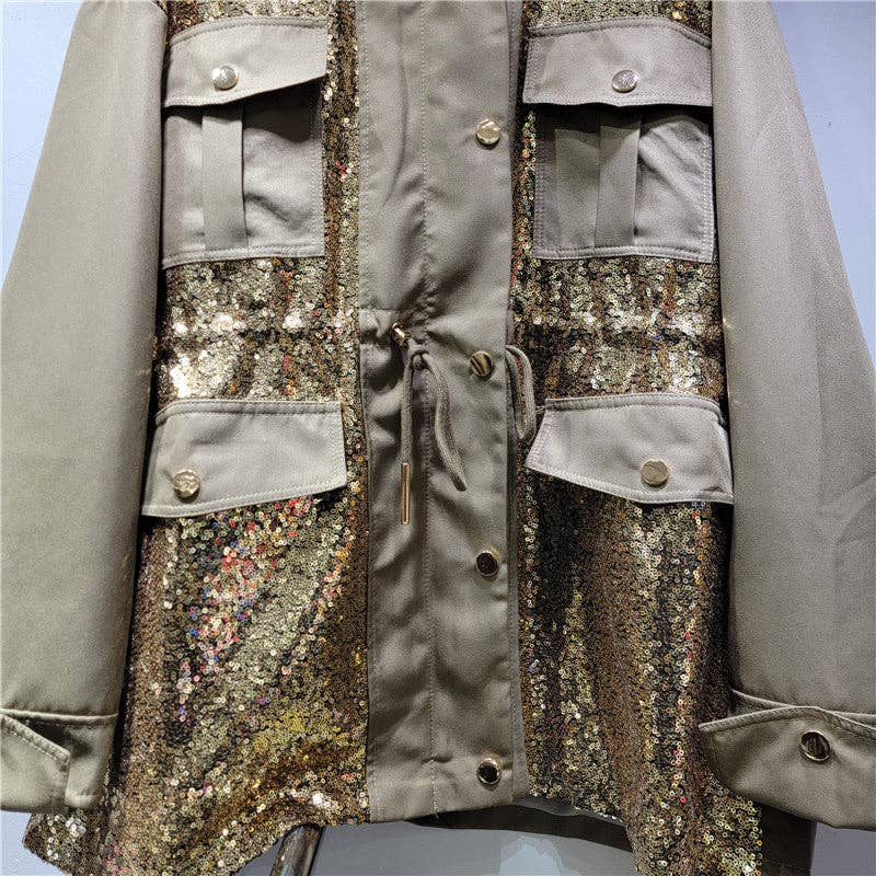 Sanyao Fashion - Wholesale Windbreaker - Women's - M205 Handmade Sequin Utility Windbreaker – Autumn Edition4
