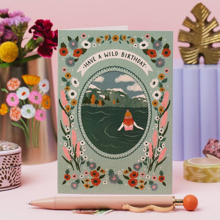 Jessie Maeve Studio - Wholesale Birthday Card - Wild Swimming Adventure Birthday Card - Have a Wild Birthday1