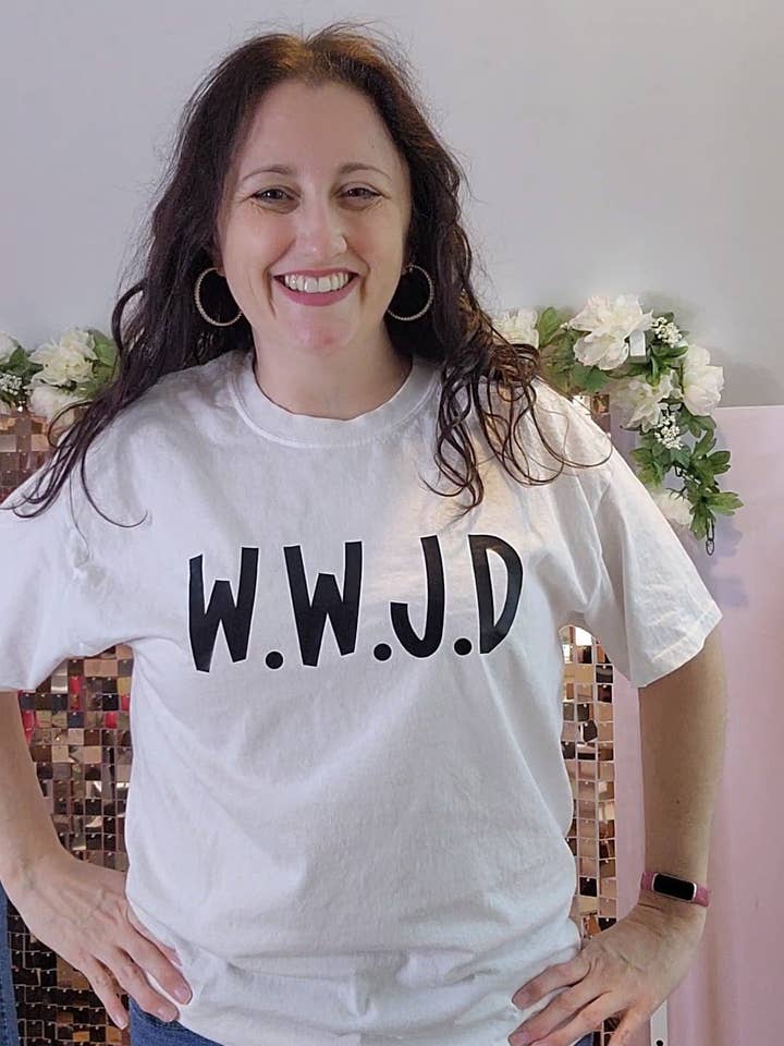 PRE-ORDER- W.W.J.D- big bold letters- handmade for wholesale by Sparkle and Peony