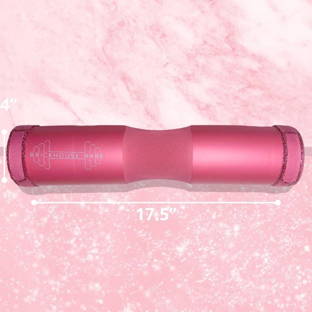 Brickhouse Babe LLC – wholesale  – Pink Barbell Pad with Glitter Straps and Carrying Bag4