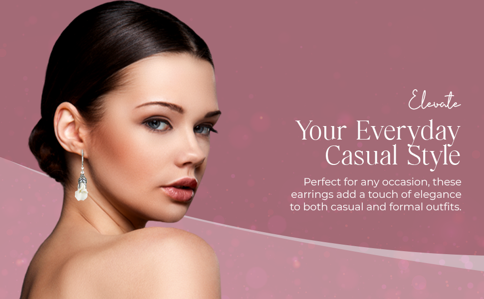 NoMonet - Vente Boucles d'oreilles pendantes - Fairyland : boucles d'oreilles florales paisibles avec feuilles peintes à la main9