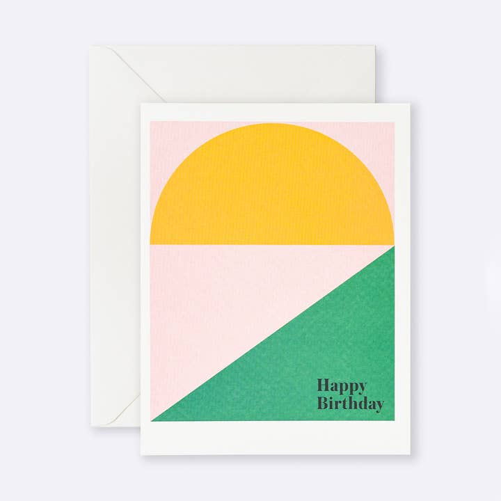 Lettuce | Card | Happy Birthday Yellow Semi Circle for wholesale by Father Rabbit Merchant & Lettuce