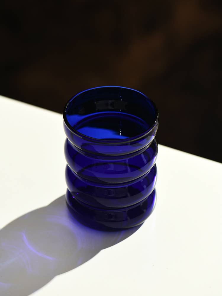 Our Dining Table - Wholesale Drinking Glass/Cup - Hand Blown Colored Ripple Puffy Glass9