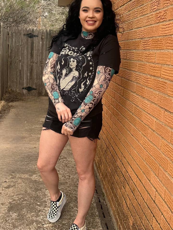 Sterling Kreek - Wholesale Blouse - Women's - Tattoos On This Town Mesh Top
