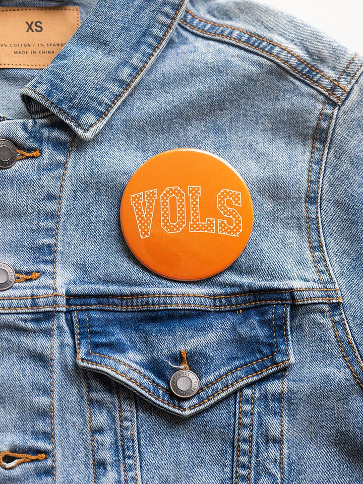 3" Polka Dot Vols Button (2 Colors) for wholesale by Southern Made Tees
