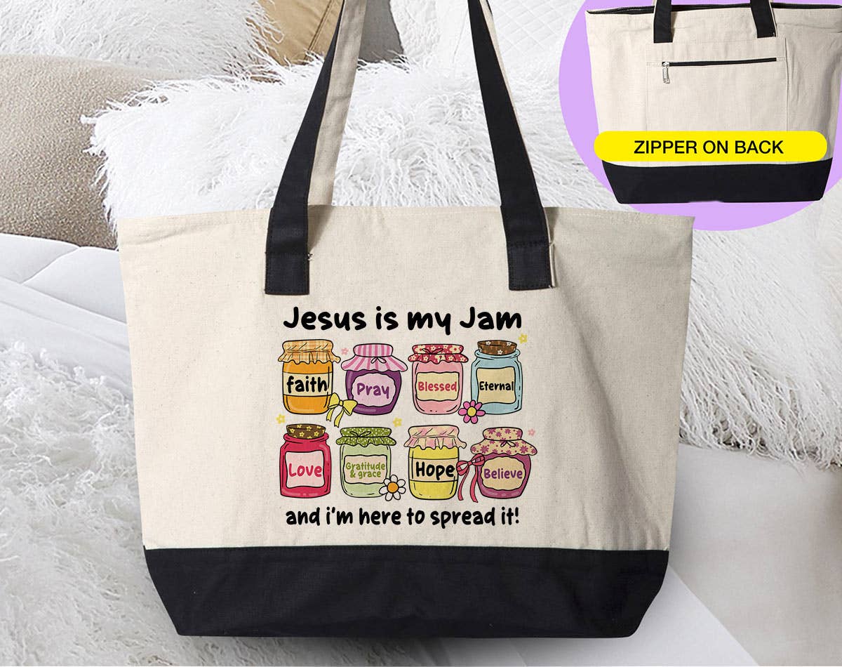 House Of Rodan - Wholesale Tote Bag - Women's - Jesus Is My Jam Cute Christian Faith Pray Tote Bag