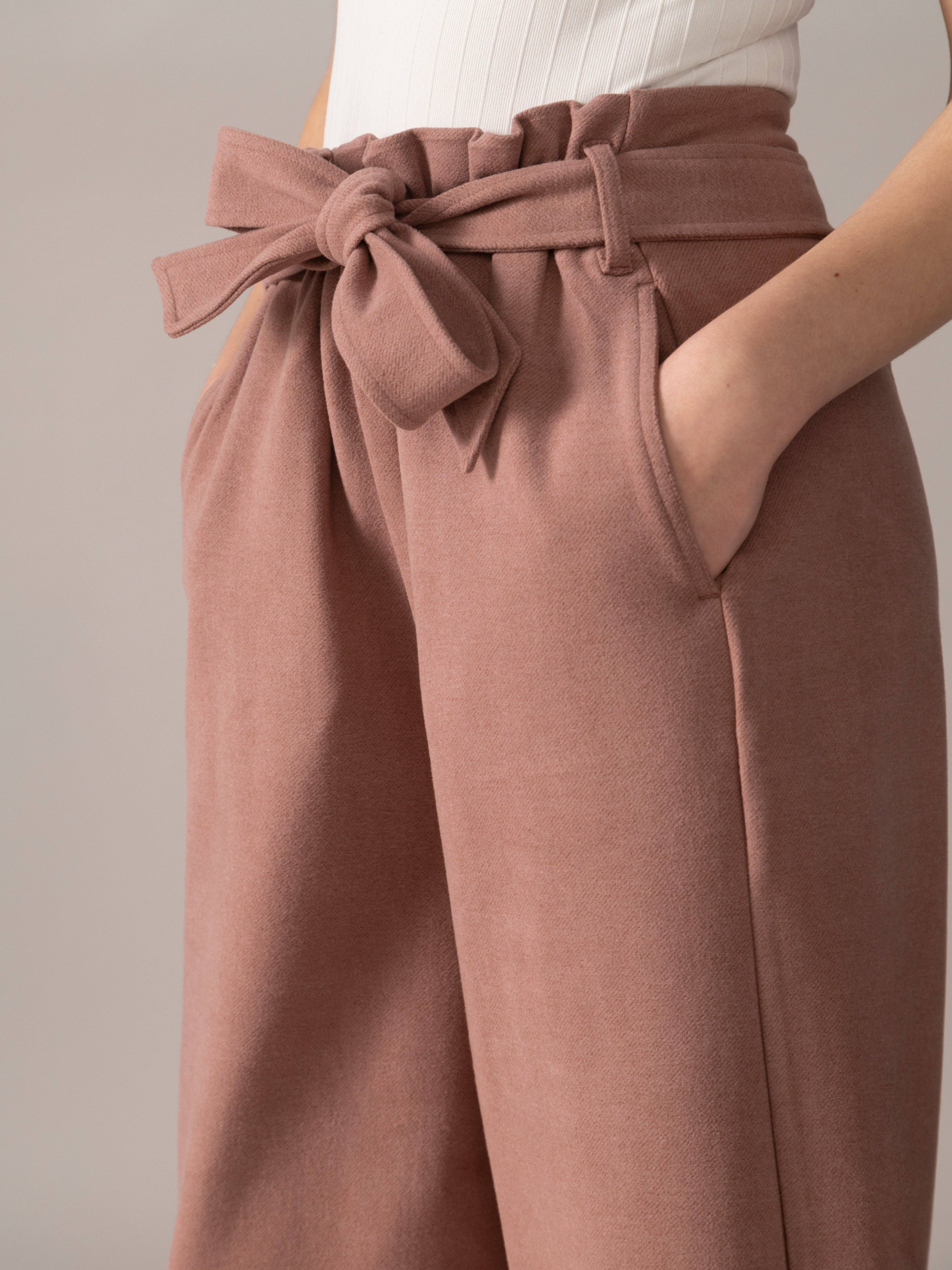 Rachel - Wholesale Pants - Women's - Tulip Hem Brushed Knit Pant in Cognac1