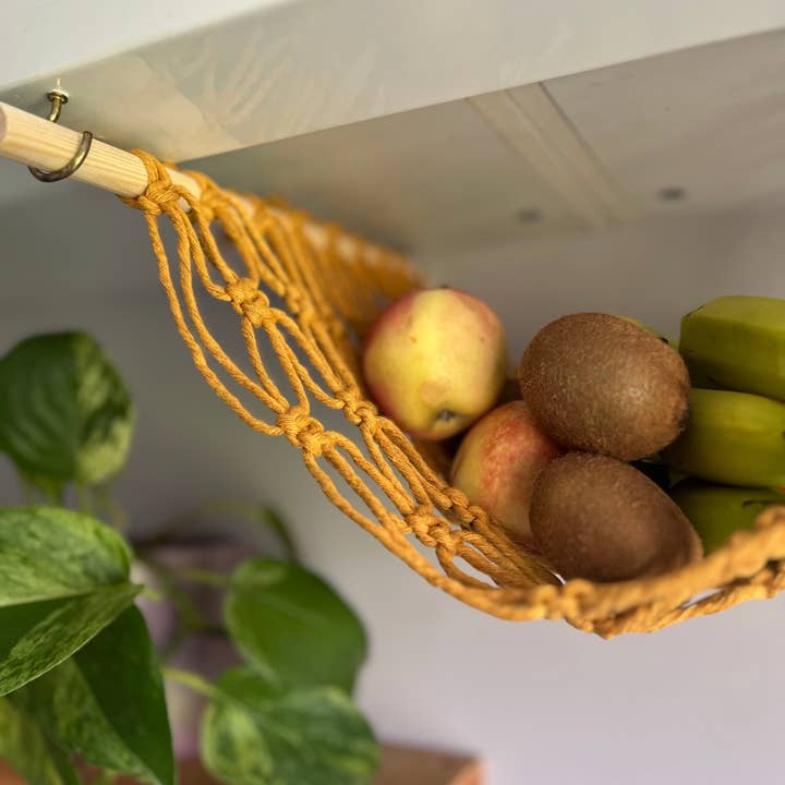 Macra-Made With Love – wholesale Kitchen storage/organiser – Macramé Fruit Hammock – Under Cabinet Hanging Storage11