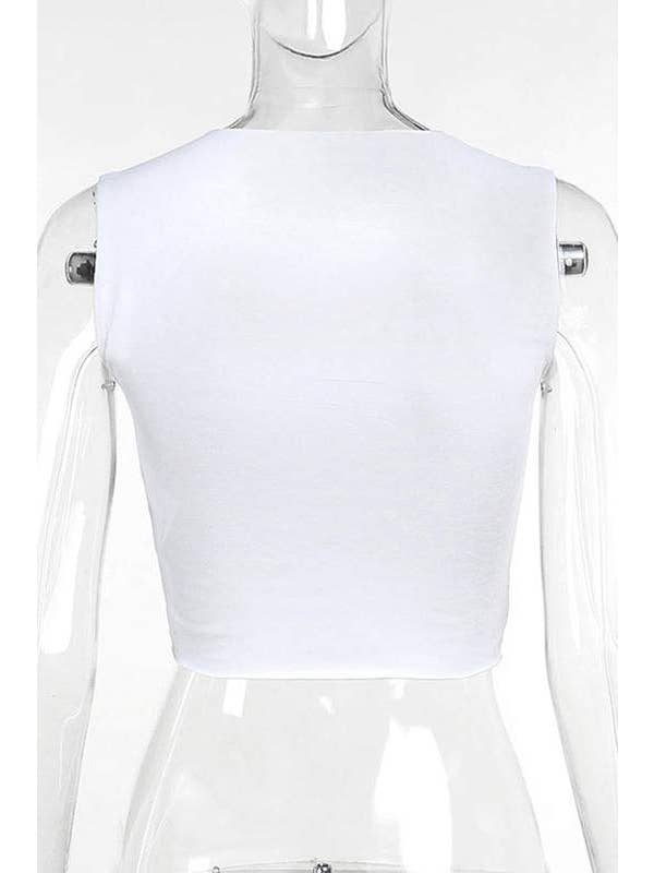 WHITE sleeveless graphic shirt for wholesale on Faire9