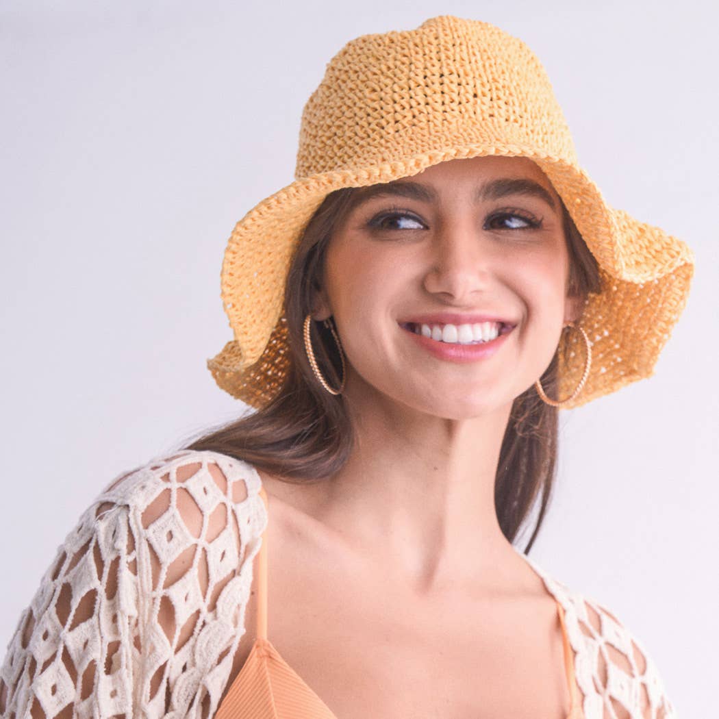 Fashion City - Wholesale Bucket Hat - Women's - Solid Colored Straw Bucket Hat12