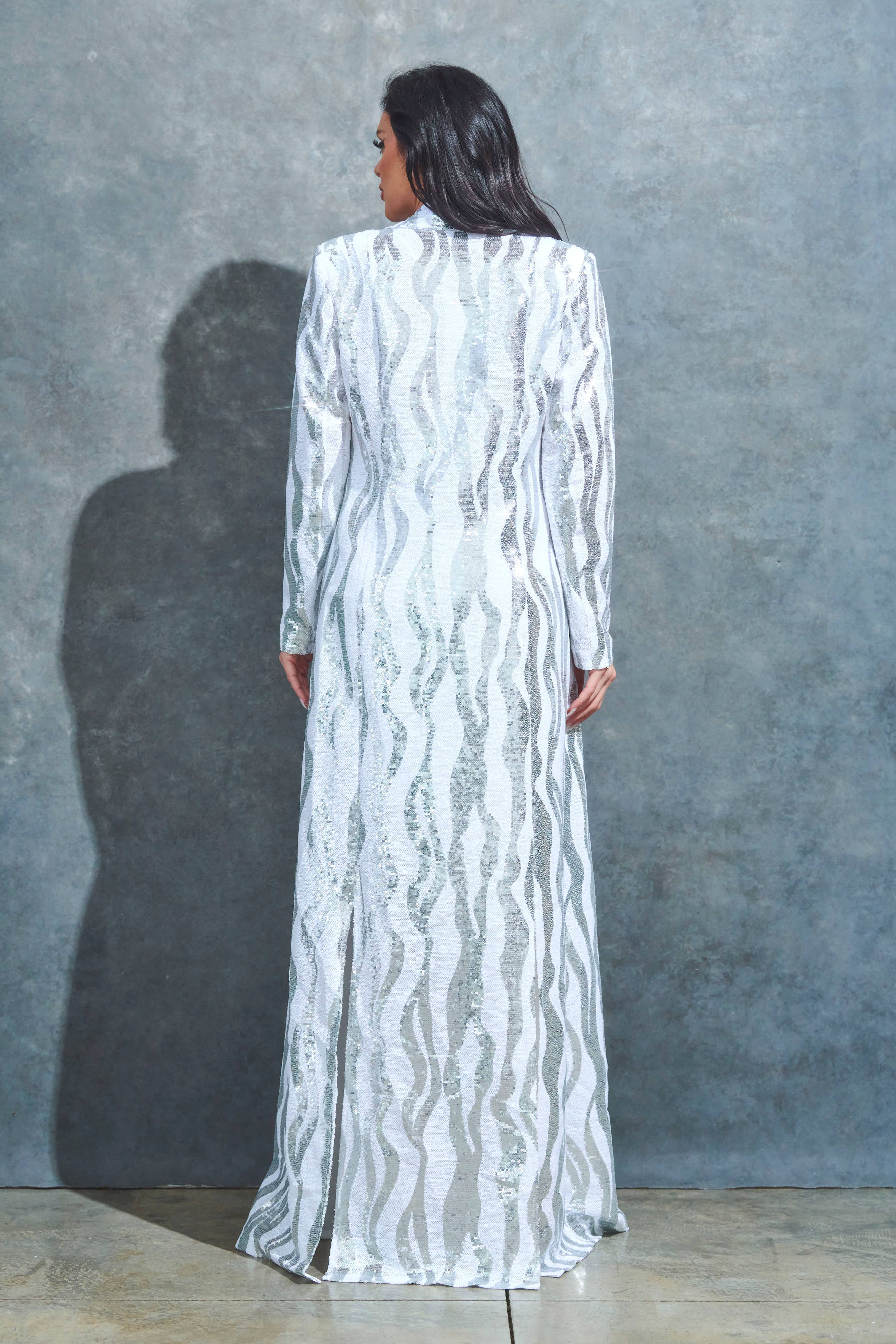 hvid/sølv Jakke med paliet-zebra-print i sølv/hvid for engroshandel på Faire1