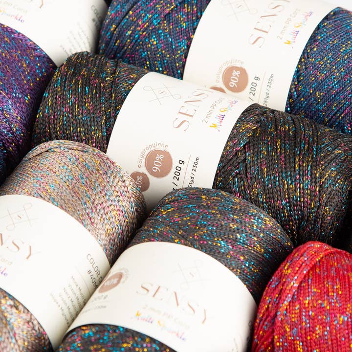 Sensy - Wholesale Yarn - Sensy Premium 2mm Multi Sparkle - 251 yards 90% Polypropylene / 10% Polyester Macrame Cord14