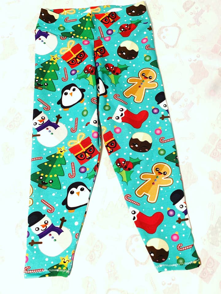 Organic festive friends leggings for wholesale by Stanley’s apparel