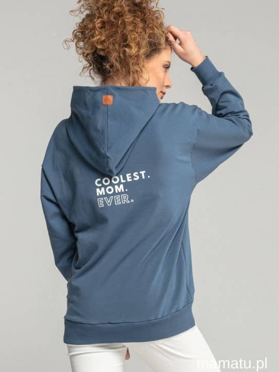 Breastfeeding Hoodie Coolest Mom Ever Blue for wholesale by mamatu
