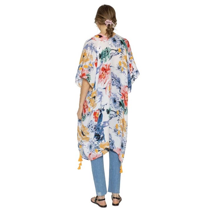 PinktownUSA - Vendita all'ingrosso Kimono - Donna - Kimono con nappe con stampa floreale multicolore1