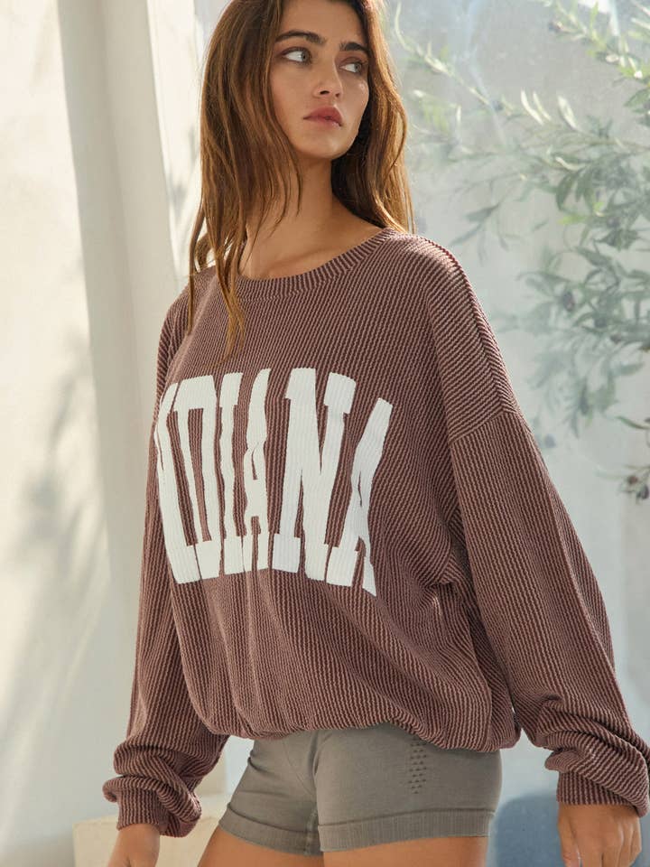 BUCKETLIST INC - Wholesale Graphic Sweatshirt - Women's - T1770I -'INDIANA' Comfy Oversize Graphic Sweatshirt, Gameday38