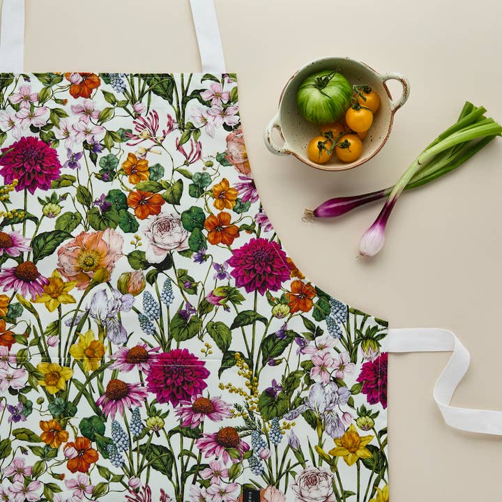 Bountiful Blooms - Apron - Ivory for wholesale by Catherine Lewis Design