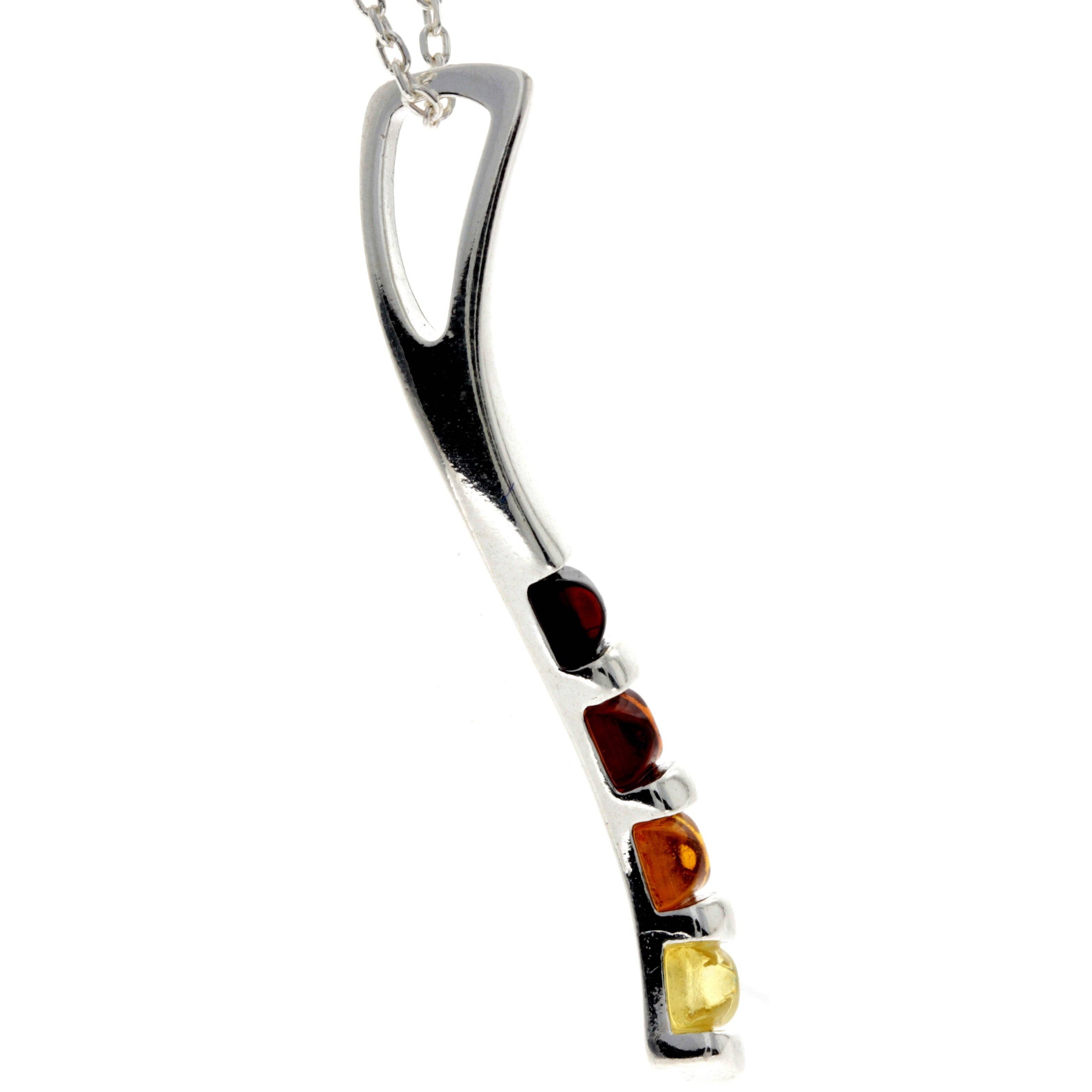 SilverAmber Jewellery - Vendita all'ingrosso Collana con ciondolo/pendaglio - Ciondolo dal design moderno in argento Sterling 925 e ambra baltica - GL202114