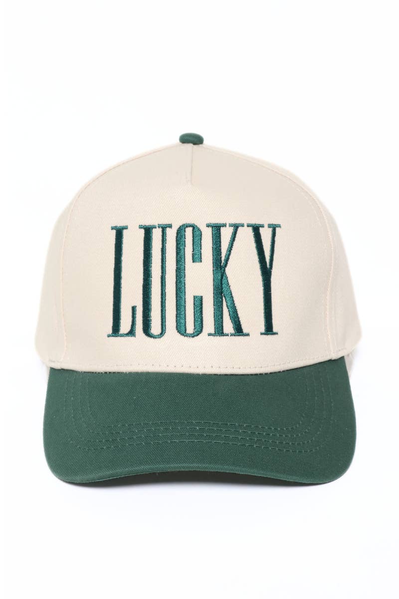 Green ST. PATRICK'S LUCKY Embroidery Two Tone Baseball Cap for wholesale on Faire
