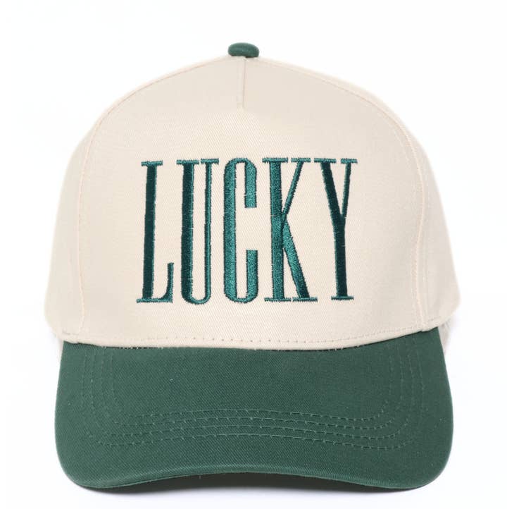 Green ST. PATRICK'S LUCKY Embroidery Two Tone Baseball Cap for wholesale on Faire0