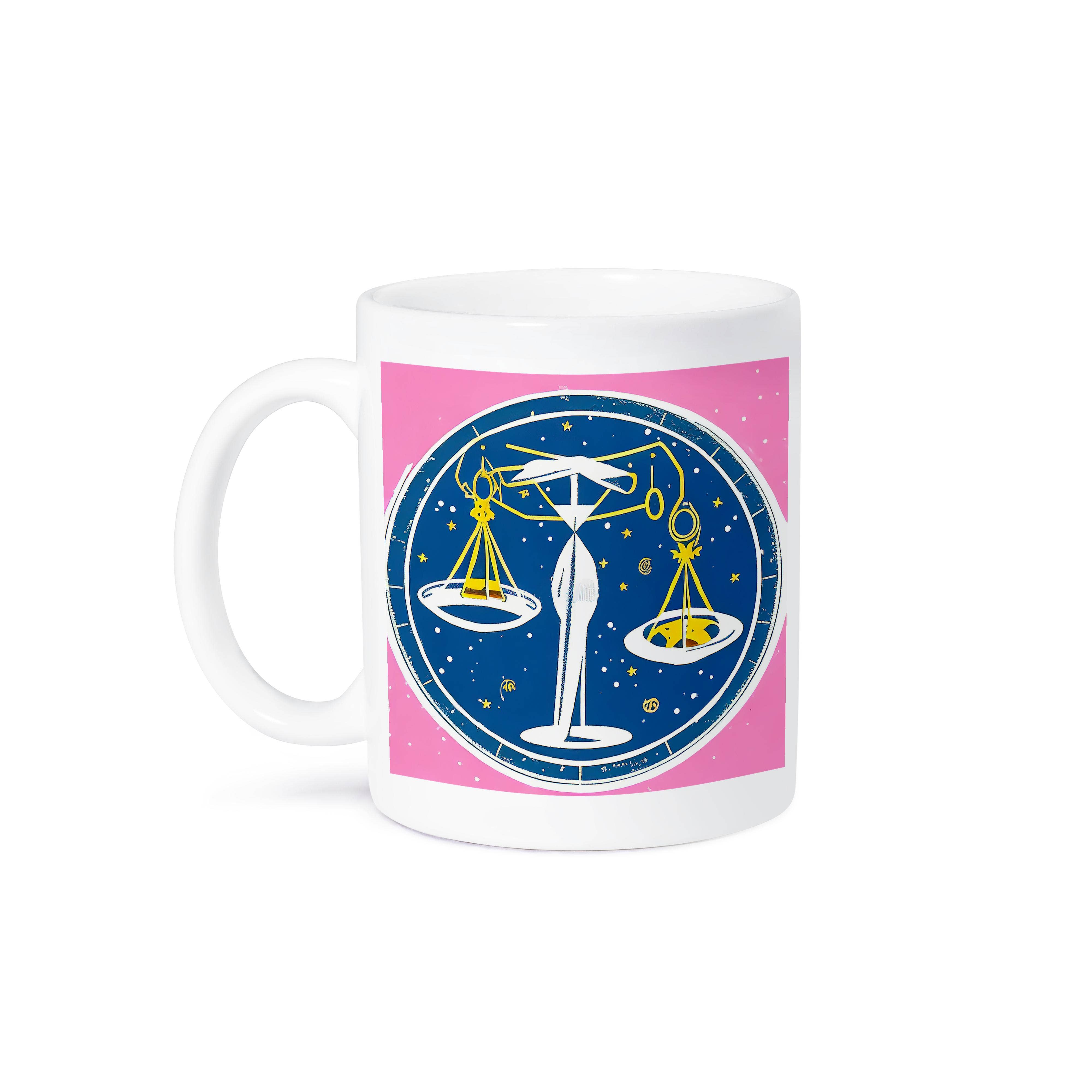 3dRose – wholesale Coffee mug – 3dRose, Zodiac Constellation Libra In White, Yellow. Starry Blue Sky. AI Made, Mug8