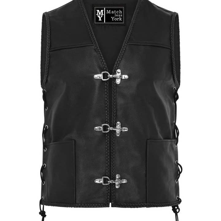 Matchless York - Wholesale Vest - Heren - Gevlochten Rocky Biker motorvest met zware gespen en ritssluiting voor heren