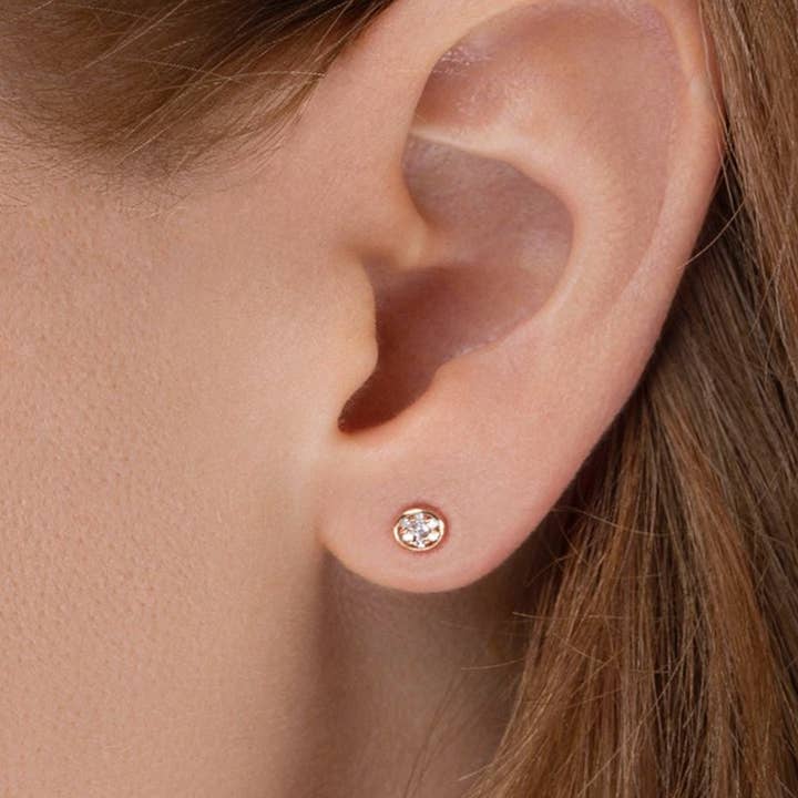 Pregos de diamante rosa de ouro maciço 14K por atacado de Chatoyant