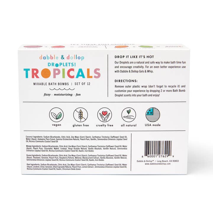 Dabble & Dollop - Wholesale Bath Bomb/Fizz - All-Natural Mini Bath Bombs - New Tropical Scents
