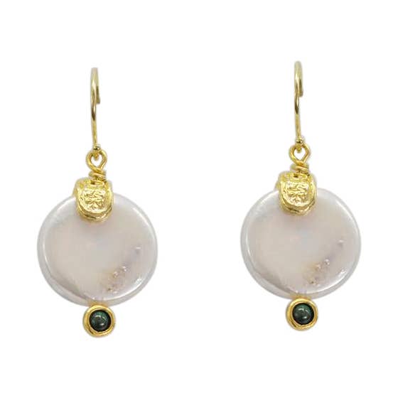 Gold plated coin pearl drops for wholesale by LBJ Jewellery