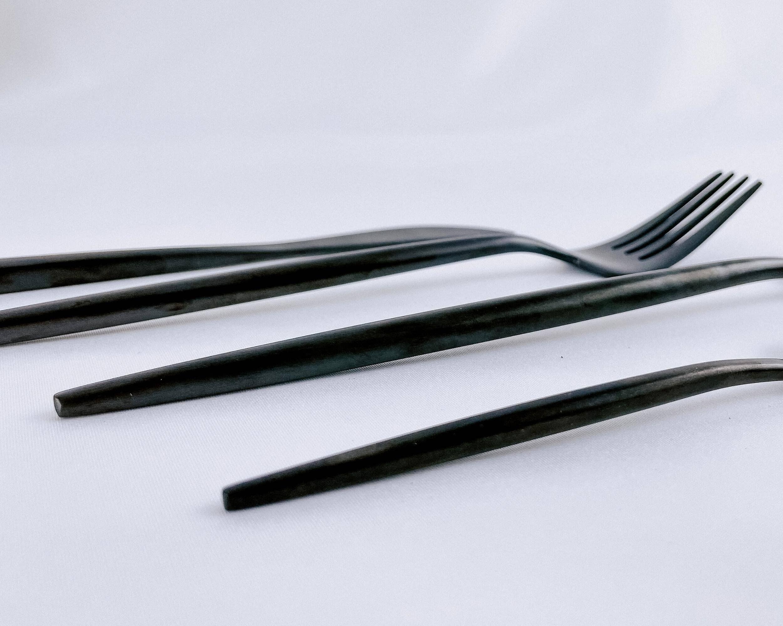 What a Host Home - Wholesale Flatware Set - London Black Stainless Steel Cutlery Sets x16/24 pieces2