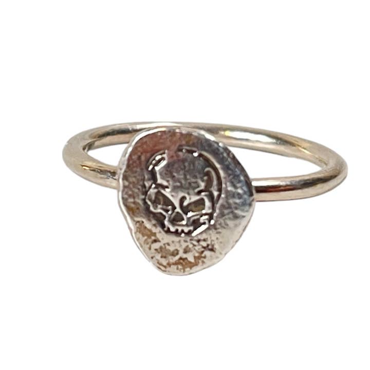 Sterling silver skull stackable charm ring for wholesale by 360 Vintage CO