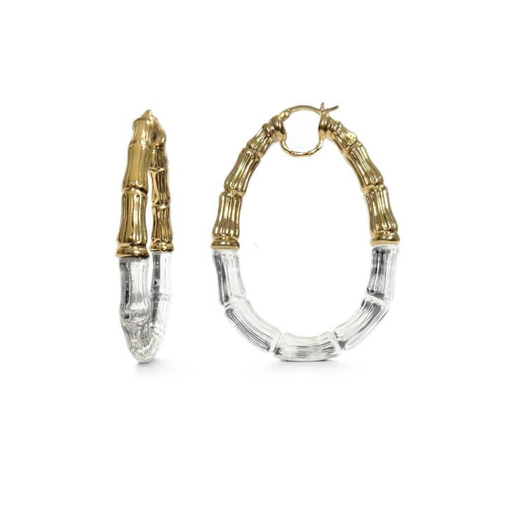 Gold & Honey - Wholesale Hoop Earrings - 2.75" Duchess Bamboo Hoop