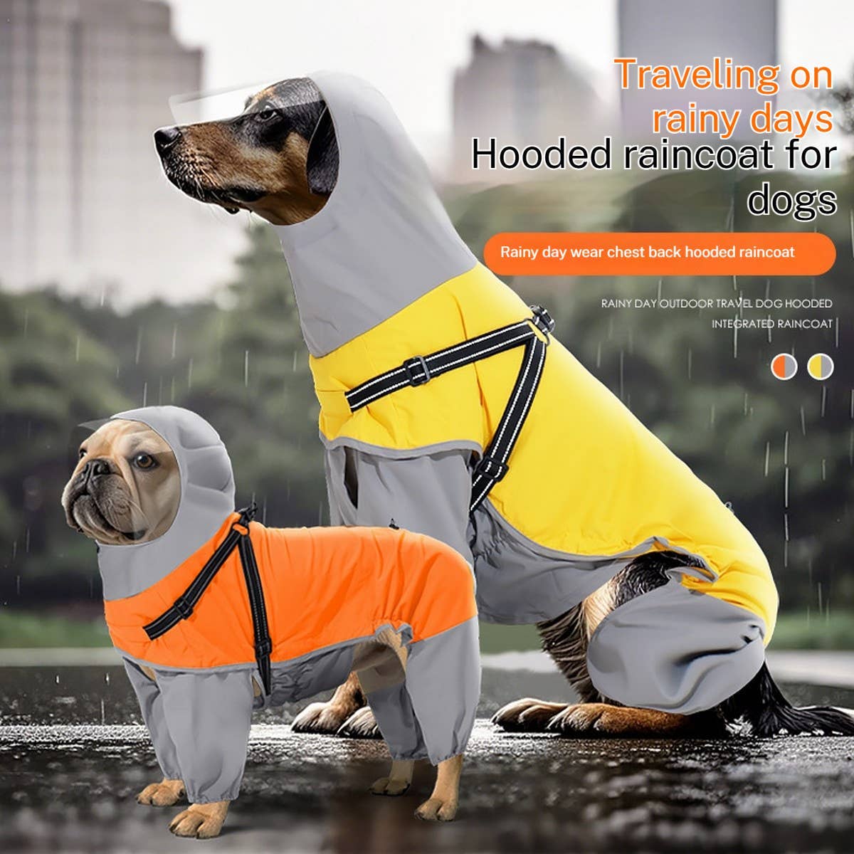 PAWPAWwholesale - Wholesale Pet Raincoat - Dog - Full-Cover Dog Raincoat with  Hood & Leash Hole_CWMM74635