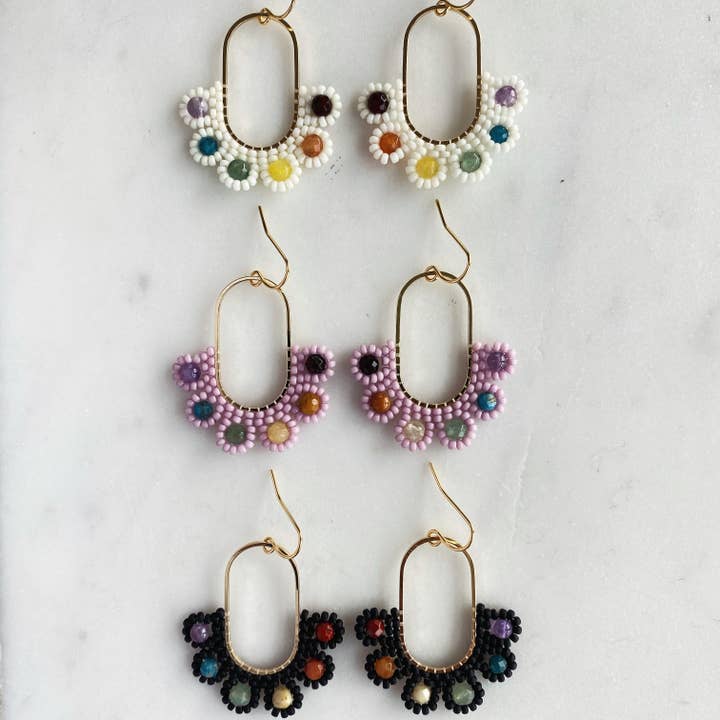 Lily of the Valley Hand Beaded Earrings for wholesale by Blue Raven Handcrafted