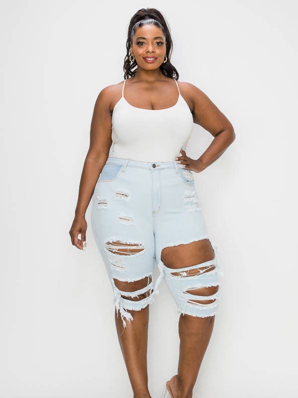 Curvy Plus Size Bermuda Jeans 5007P for wholesale by The Map Jeans