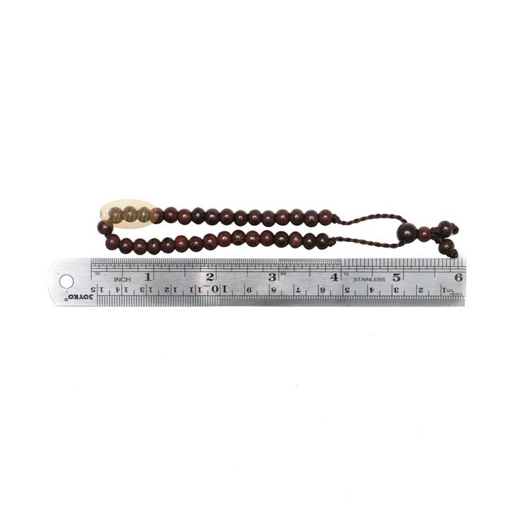 IndoMode - Venta al por mayor Pulseras de cuentas de oración - Pulsera Tasbih hecha a mano, 33 unidades, ajustable, 5,5 x 6,5 mm, madera de tamarindo