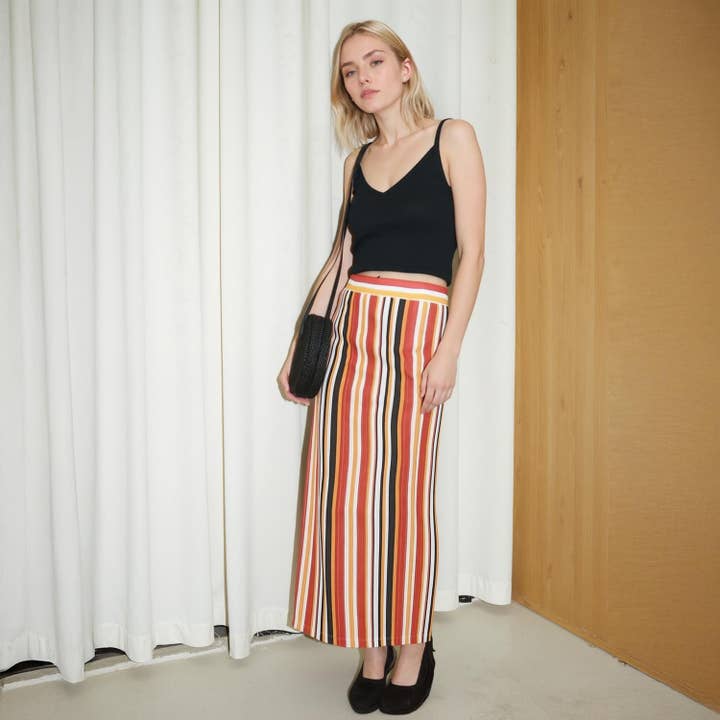 Pleione Damen Maxirock mit elastischem Bund und Druckmuster für den Großhandel von Robin K