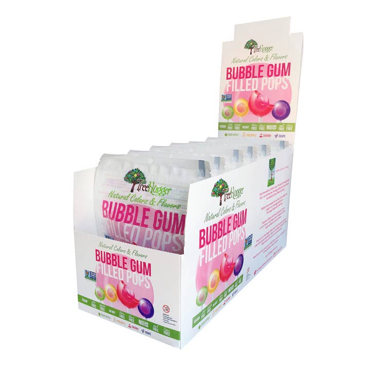 Tree Hugger Gum and Bubble Gum Filled Candy - Wholesale Chewing Gum - Tree Hugger Bubble Gum Filled Pops -12 Pops Per Bag3