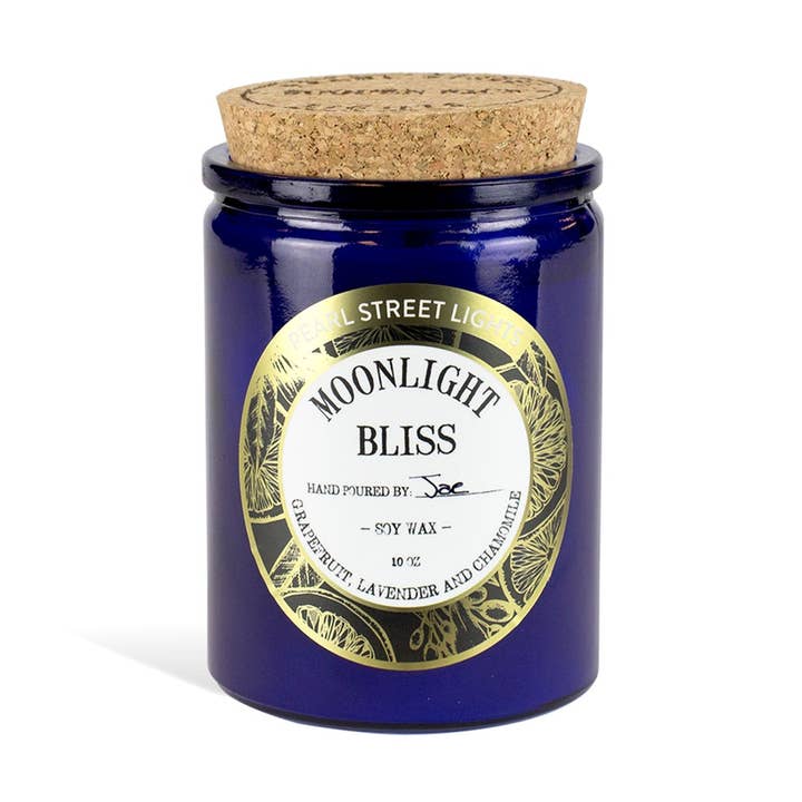 Moonlight Bliss Soy Candle | Cobalt with Various Sizes for wholesale by Pearl Street Lights