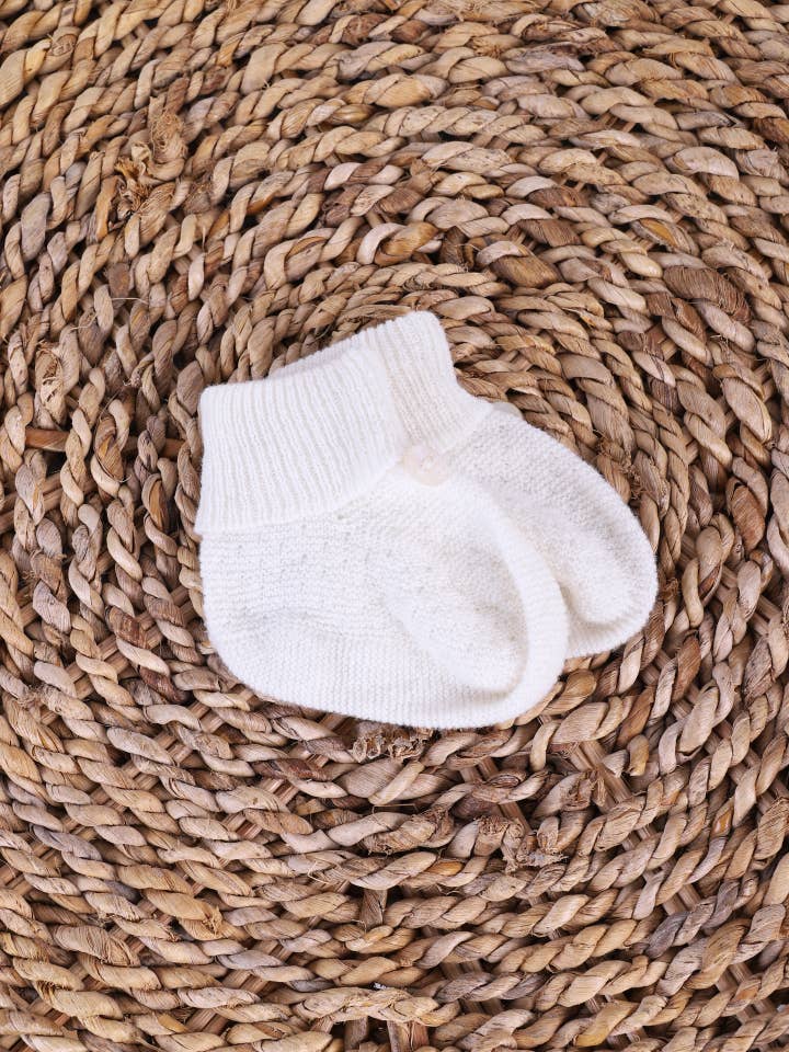 Booties knitted in wool and cashmere blend | LITTLE LOVE for wholesale by Wedoble: sustainable children's fashion