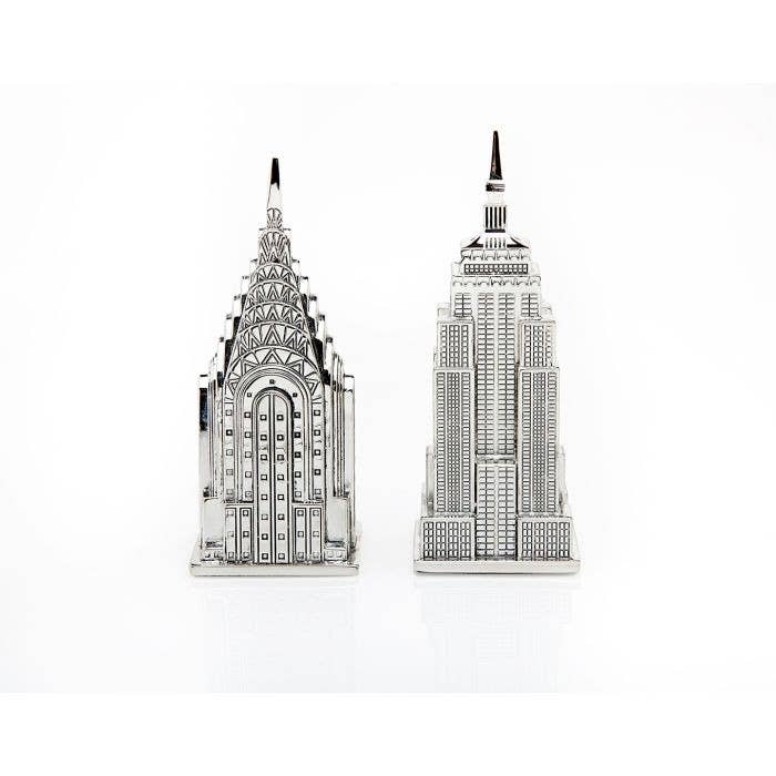 Godinger - Wholesale Salt & Pepper Shaker Set - Empire State/chrysler Salt & Pepper Shakers