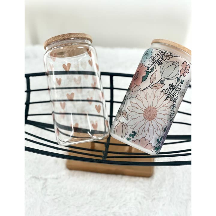 Simply Grateful Designz - Wholesale Drinking Glass/Cup - Floral Glass Tumbler1