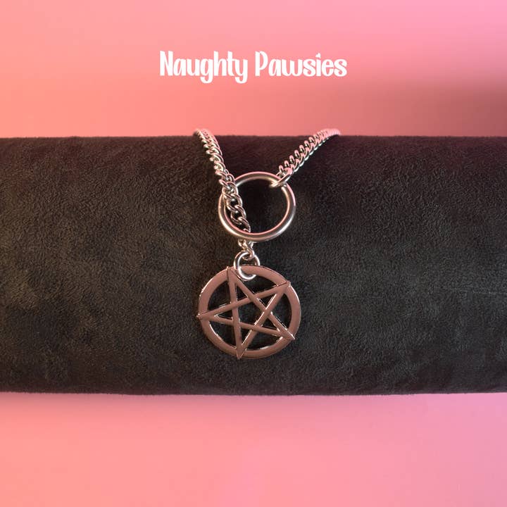 Naughty Pawsies - Wholesale Jewelry - Men's - Silver Pentagram Ring Slip Chain