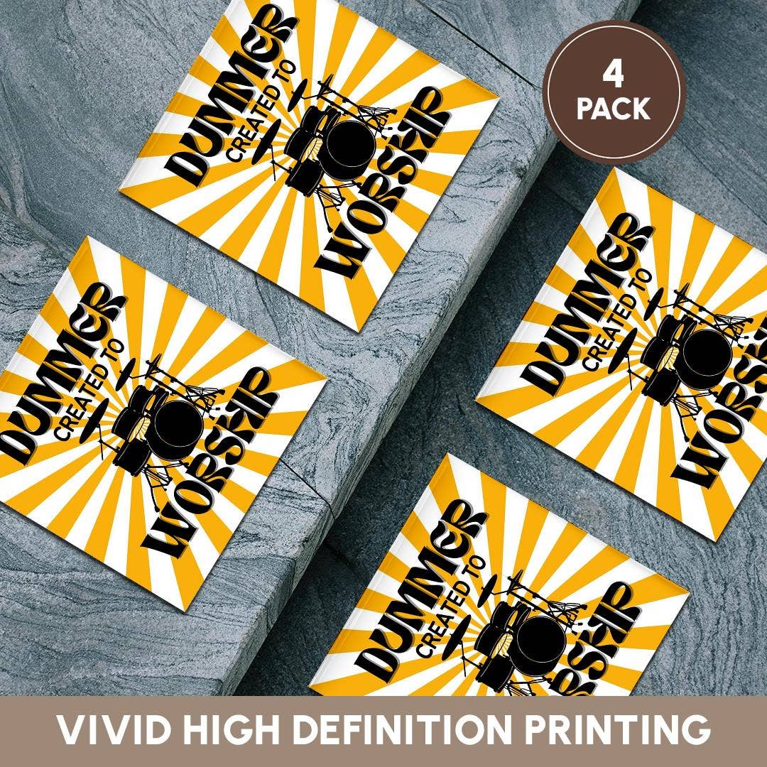 3dRose - Wholesale Coasters - 3dRose, Drummer Created To Worship, Coaster5