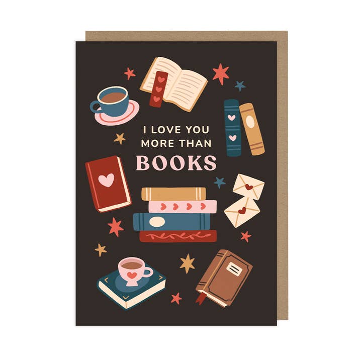 I Love You More Than Books Valentine's Day Card for wholesale by Hopscotch Paper Co.
