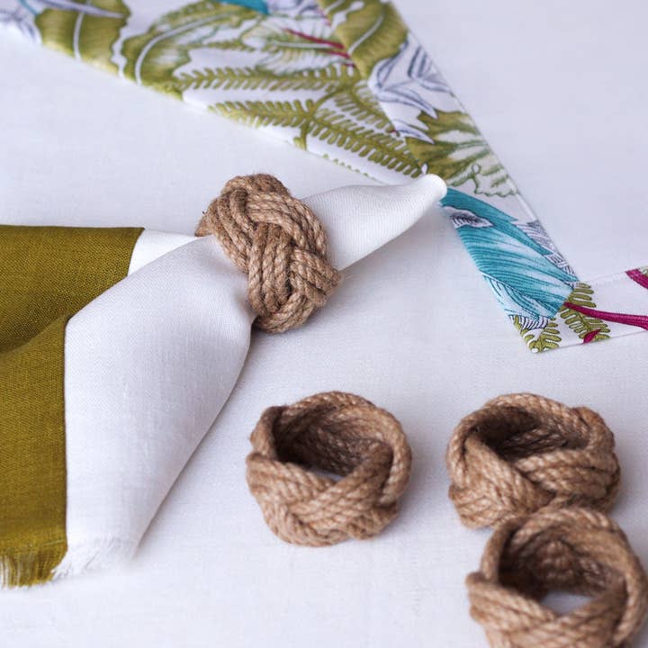 LIEM HOME - Wholesale Napkin Ring - Rustic Nautical Napkin Rings - Turks Head Style Set
