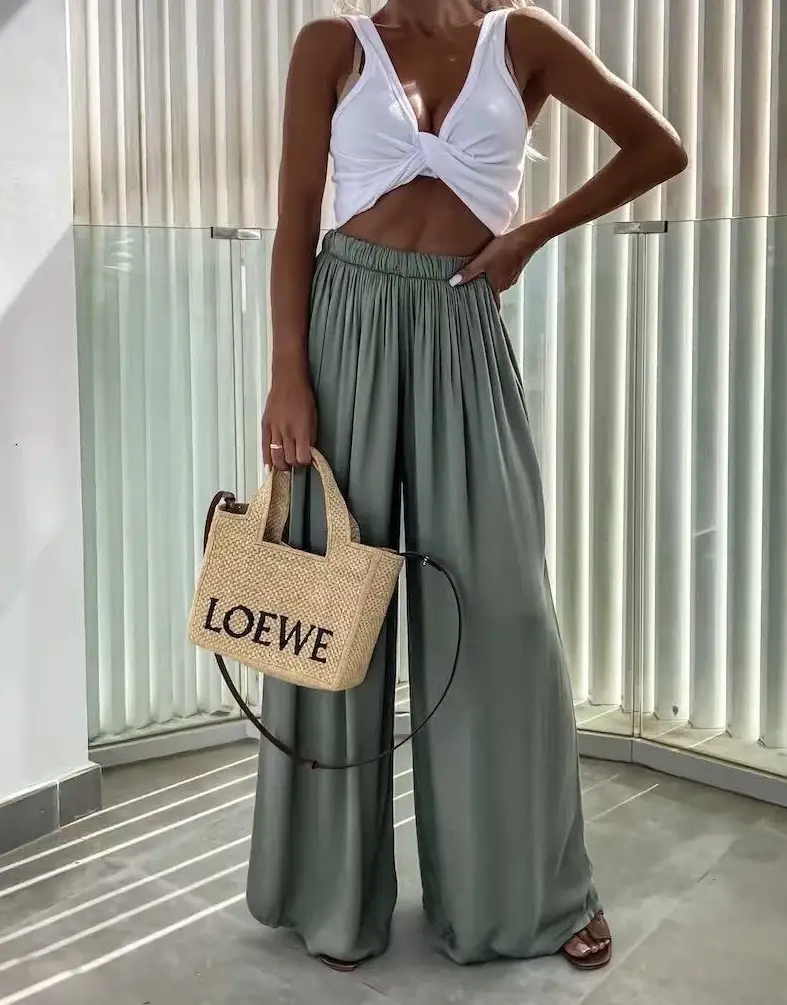 ESTEE BROWN - Wholesale Top & Pant Set (NOT Loungewear) - Women's - Fluid wide-leg pants - 100% Viscose - 22084