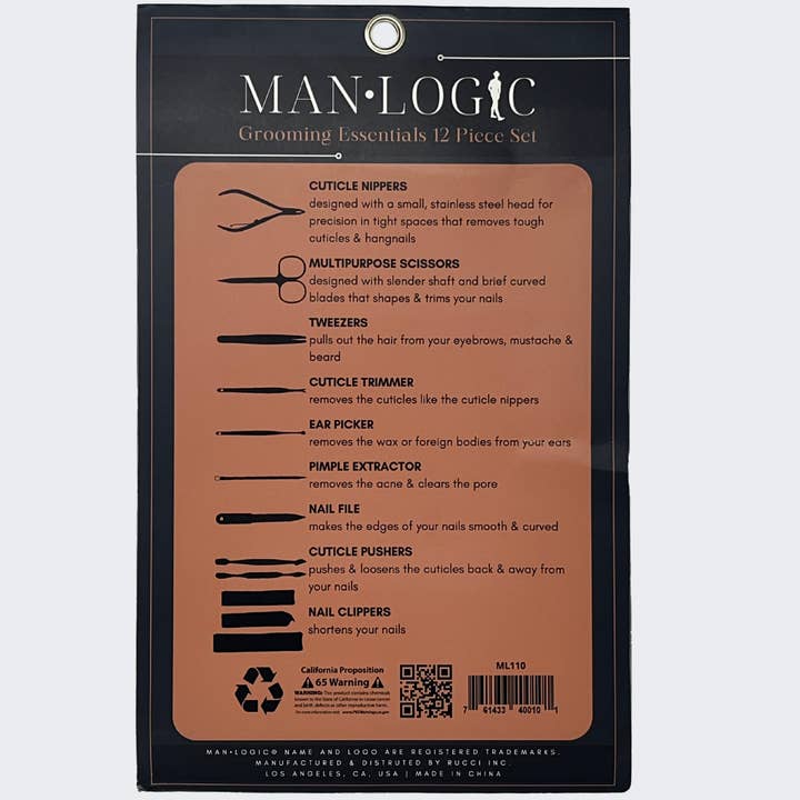 Rucci Professional - Wholesale Nailcare set - ML110 MANLOGIC Grooming Essentials 12 Piece Set4